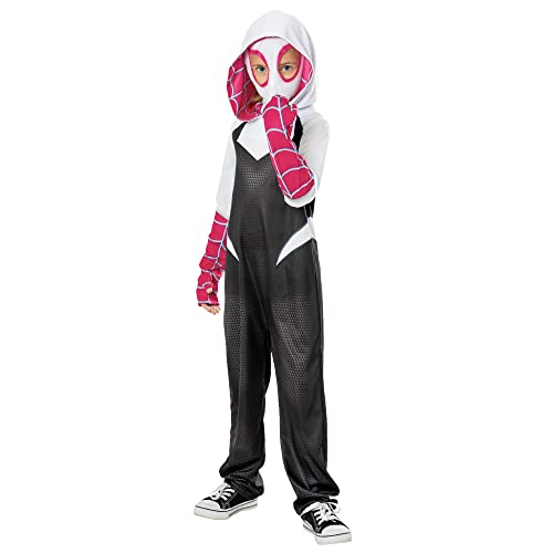 RUBIE'S Marvel Officiel - SPIDER-MAN - Déguisement Classique Spider Gwen pour Enfants - Film Spider-Verse - Costume avec Combinaison et Cagoule