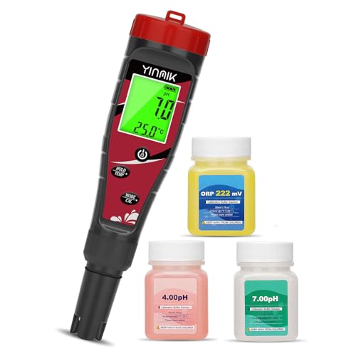 YINMIK Misuratore di cloro per piscina, misuratore di pH e sale, tester di salinità digitale, 7 in 1, misuratore di pH e sale, ORP, TDS, EC, misuratore di temperatura, conducibilità TDS per acqua