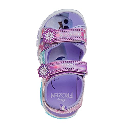 Disney Girls Frozen Sandals -Summer Light Up Elsa Shoes- Kids Water Shoes- Beach Adjustable Strap Open Toe Outdoor Slides Character Slip-On Quick Dry Waterproof, Lilac Blue (12 Medium, Little Kid) #TOP5