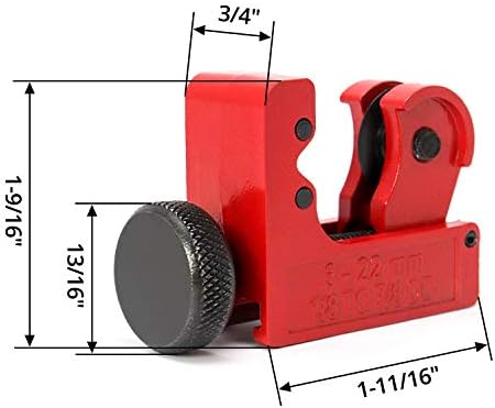 QWORK Heavy Duty Adjustable Mini Tube Cutter, 3-22mm (1/8inch-7/8inch), Copper Aluminum Steel Tubing Pipe Cutting Tool