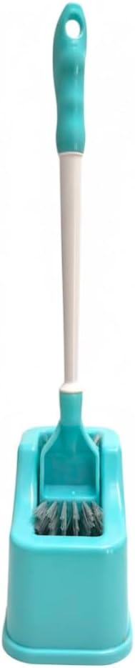 Double Sided Hockey Toilet Cleaning Brush with Holder Stand | 51cm Handle WC Commode Pot Brush for Indian & Western Toilets | Smart Storage Container - Multicolor (Pack of 1)
