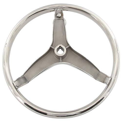 YaeGarden Stainless Steel Boat Steering Wheel,Marine Steering Wheels,13-1/2\" Dia 3 Spoke with 1/2\" Nut and Turning Knob (13.5\'\')