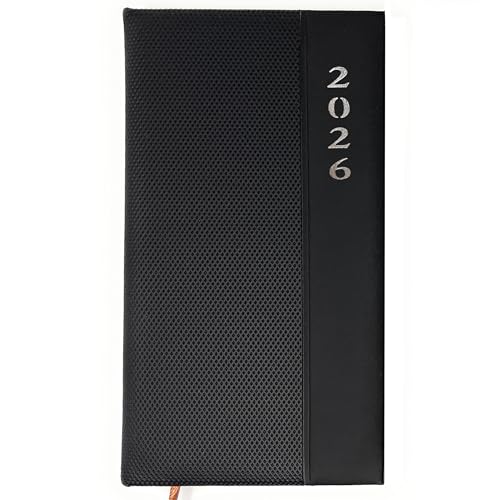 Taschenkalender 2026 A6 + Lang - Softtouch Oberfläche, 1 Woche 2 Seiten | Kompakter DIN A6 Kalender in Lang (10,5 x 17,8 cm) | Buchkalender 2026 a6 (Schwarz)
