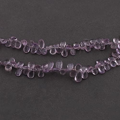 Perles améthyste rose 7x6-12x7mm en poire facettée pour création de collier et bracelet fait main
