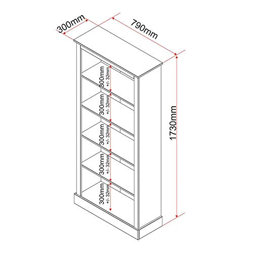 Estante para Livro 5 Prateleiras Madeira Maciça Provence Inter Link Branco Lavado