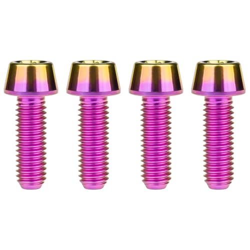 Image of Titanium Ti Bolt M5x9 16 18 20 25 30 35 40 45 50 55 60mm Tapered Head Screws Pack of 4 (M5x16mm, Purple Gold)