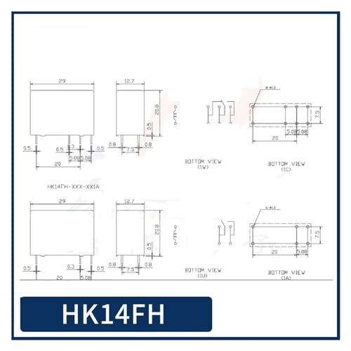 Relé 12V de 8 pines HK14FH-DC12V-SHG con conmutación 16A 3