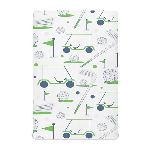 Image of Golf Sports Pattern Crib Sheets Soft Breathable Fitted Baby Crib Sheets Mattress Cover for Girl Boys, 52 inch inch x 28 inch inch x 9 inch inch, M01C22009