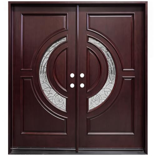 BGW M580E-65 1/4" x 81" x 5 1/4" Double Door with Dark Mahog...