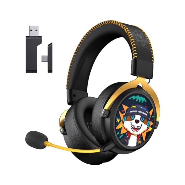 Wireless Gaming Headset, 7.1 Surround Sound, 2.4GHz USB Gaming Headphones with Bluetooth 5.4, 6mm Noise Canceling Noise Canceling Mic, 3.5mm Wired, Wireless Headset for PC PS5 PS4 Mac Switch Black