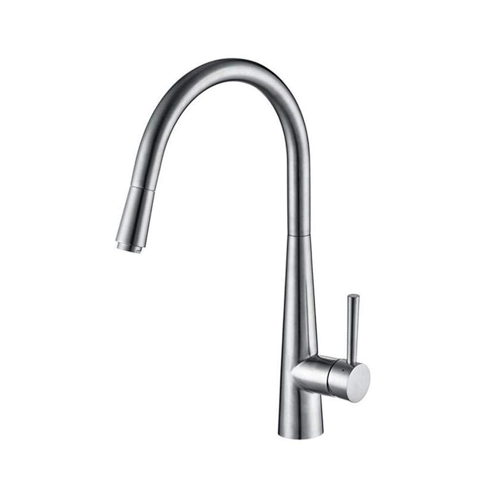 Robinet de cuisine extractible en acier inoxydable 304 mitigeur d'évier au design brossé durable
