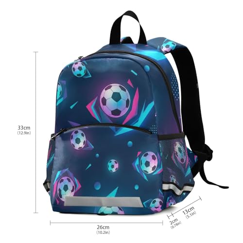 Soccer Balls Neon Blue Toddler Girl Backpack with Leash Kids School Backpacks Small Travel Backpack3