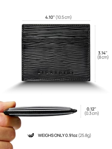 Slim Minimalist Leather Card Wallet For Men & Women - RFID Blocking Leather Card Holder Wallets (Black)4