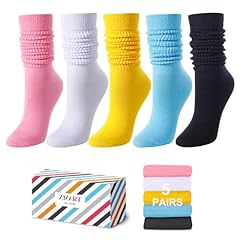 Pink Yellow Blue Black White 5 Pairs