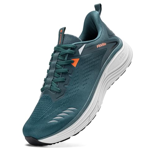 FitVille Extra Weite Laufschuhe Herren Leicht Sportschuhe Atmungsaktive Joggingschuhe Outdoor Turnschuhe Bequeme Dämpfung Sneaker für Breite Füße Tiefwasserblau/Orange 44 EU X-Weit