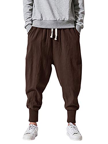Gemijacka Hose Herren Jogger Jogginghose Kordelzug Sporthose mit Taschen Herren Gym Fitness Traininghose Sweatpants Braun M Cover