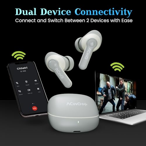 Image of ACwO Dwots 313 Wireless in Ear Earbuds | 65Hrs Playtime | 50Ms Low Latency | 3 Preset EQ Modes | IPX5 Water Resistant | Hyper Boost Charging - 10Mins Charge = 120Mins Playtime (Cool Grey)