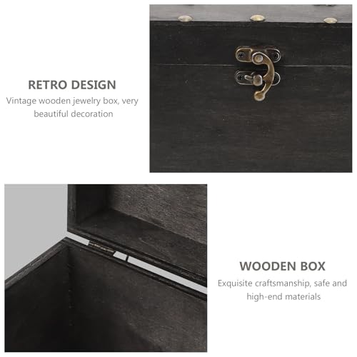Rangement de colliers et broches en bois vintage : coffret à compartiments - 8
