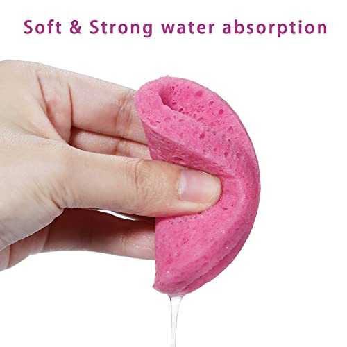 Gainwell 50-Count Compressed Facial Sponges For Daily Facial Cleansing And Exfoliating, 100％ Natural Cosmetic Spa Sponges For Makeup Remover, Reusable, Pink #TOP2