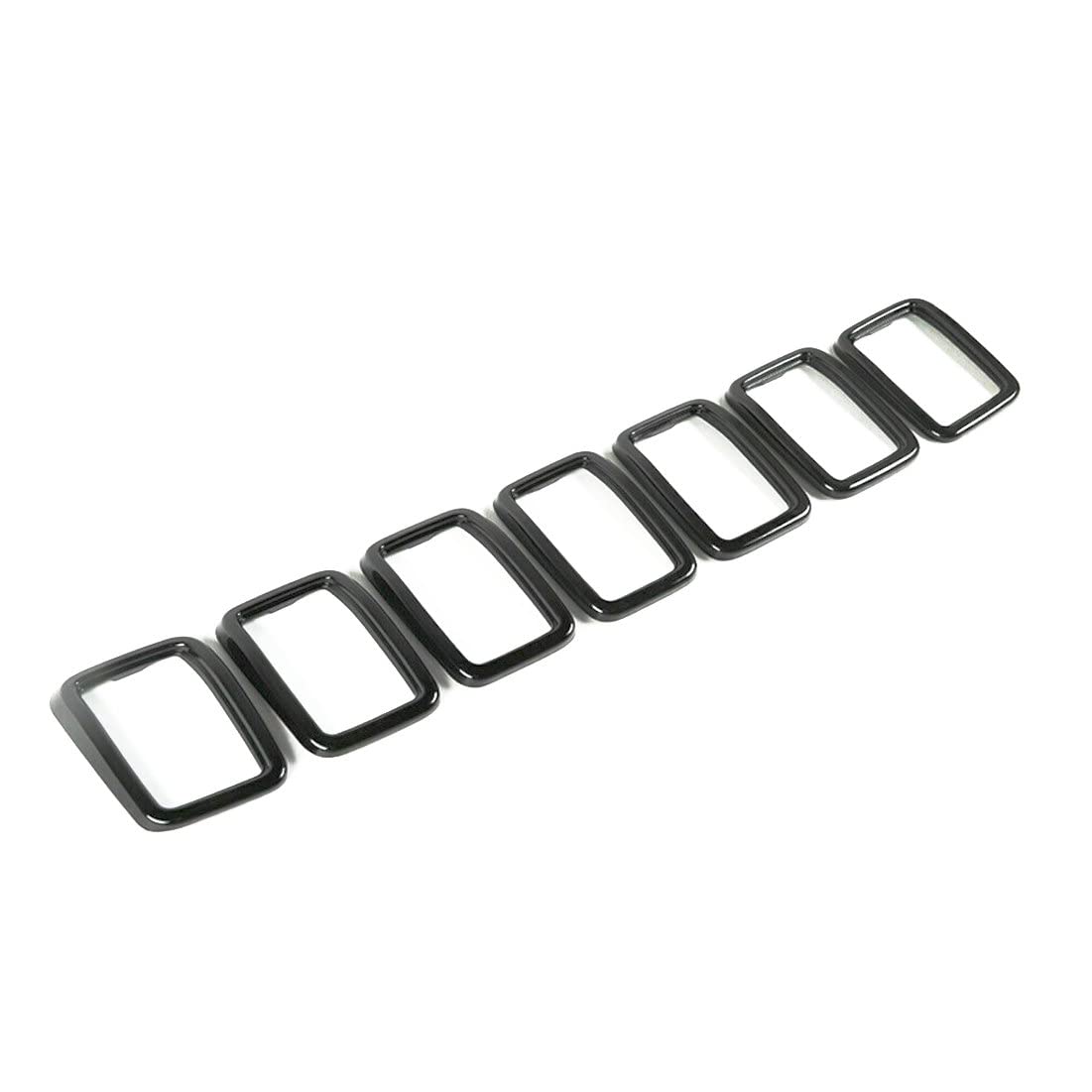 Front Grille Grill Inserts Trim Frame Accessories Fits For Jeep Compass 2017-2021 (Frame Only, Glossy Black)