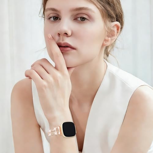Correa metálica elegante compatible con Fitbit Versa 3/4 miniatura 7