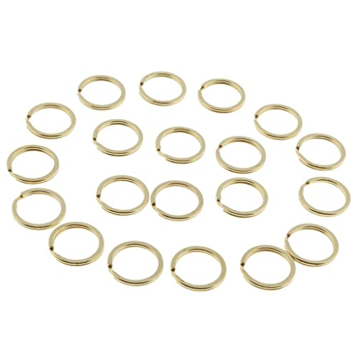 20 Peças de Chaveiro de Latão Corrente Argola Bipartida Argola de Metal para, Borda plana 20mm