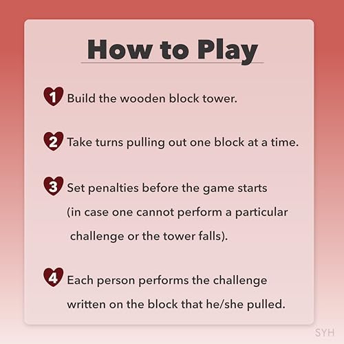aesthec Naughty Blocks - Adult Couple's Game with 54 Flirty & Fiery Challenges, Wooden Block Stacking Tumbling Tower with Intimate Dares for Date Night Anniversary Birthday Valentines Day by aesthec - Image 5