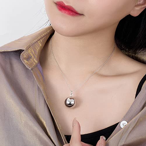 925 Sterling Silver Harmony Ball Necklace Brilliant Chime Bola 20MM Pendant Choker 18" 20" 22" 24" 26" Beads & O-Chain Women Jewelry Gifts For Pet Cats & Dogs (O-chain, 20 inch)2