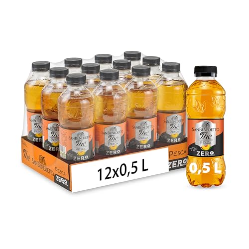 San Benedetto, Thè Freddo alla Pesca, 12x500 ml Bevanda Dissetante Analcolica, Gusto Fruttato, Tappo Click, Senza Zuccheri, Conservanti e Coloranti