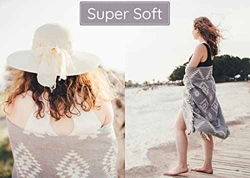 Mebien Touche De La Nature Turkish Towels Beach Towels Oversized (35”X67”) Beach Towels For Adults Quick Dry And Sand Free Beach Towel Beach Blanket 100% Cotton Turkish Towel - Vintage Dark Grey #TOP7