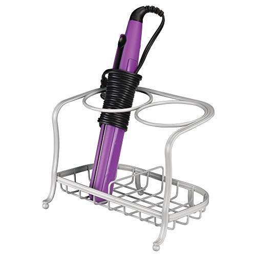 mDesign Metal Bathroom Vanity Countertop Hair Care & Styling Tool Storage Organizer Holder
