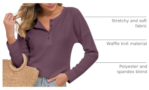 Image of MOLERANI Womens Long Sleeve Waffle Knit Henley Shirts Tunic Tops