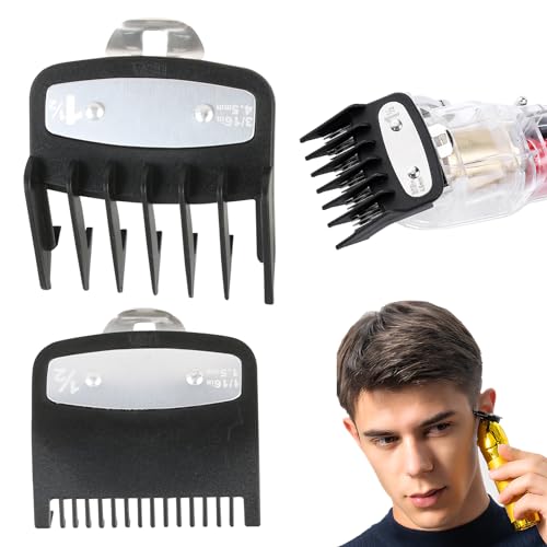 2Pcs Clipper Guards, Black Hair Clipper Guards, Professional Hair Clipper Attachments for Men, Extra Long Life Trimmer Guard for Most Hair Clippers, Beard Grooming Kit for Men