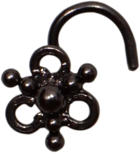 Black Nose Stud Indian Nose Stud Flower Nose Stud Tinny Nose Ring Indian Nose Ring Crock Screw Nose Stud Sterling Silver Nose Stud Dngle Nose RIng Black Nose Hoop
