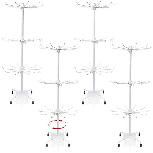 YFNVH - YFNVH 4 Pcs Spinning Jewelry Display Stand 3-Tier White Rotating Organizer Rack for Retail Vendor Store Adjustable Counter Metal Hanging Tree Holder for Necklace Bracelet Craft - -2%