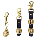 Boxwood and Mum Handmade Bear Bell for Hiking, Brass Sleigh Bells on Leather Strap, Horse Rhythm, Dog Pet Training, Trail Bell, Keychains, Amish Made in USA