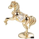 Matashi 24k Goldplated Elegant Horse On a Pedestal Made with Genuine Crystals Home Decorative...