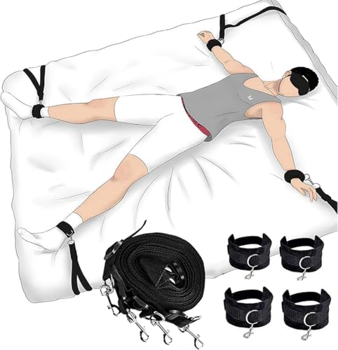 Women's Sex Harness and Handcuffs and Restraints Straps for Couples Adjustable Wrist Ankle Cuffs Bed Straps for Adult Play King Mattress Sex Cuff Bracelets Set with Rope Bed Bonage Kits Sweater