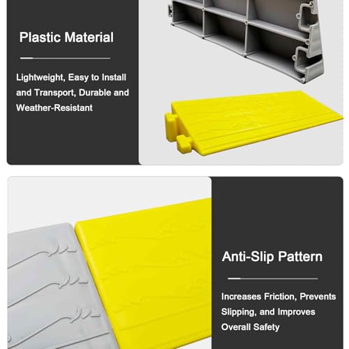 Rampas de umbral para puertas, rampa de plástico para silla de ruedas, tiras reflectantes ligeras y portátiles, se pueden cortar a voluntad, patrón antideslizante para acera, silla de ruedas y