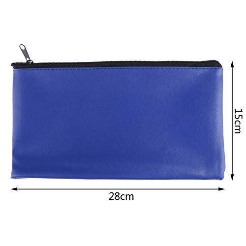 Xgood 8 Pieces Bank Deposit Money Bag Leatherette Securit Vinyl Blue Zipper Pouches Wallet Utility Zipper Coin Bags for Cash Money,11x6in