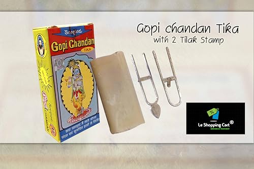 Image of Natural Gopi Chandan Tika (140gm) with Tulsi Patta & U Shape Tilak Stamp Vaishnav Tilak Stamp