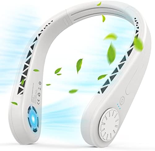 CHHID Rechargeable Portable Neck Fan, 3 Speeds Hands Free Bladeless Fan, 360°Cooling and Quiet Neck Air Conditioner , Adjustable USB Powered Personal Fan, Leafless No Hair Twisting
