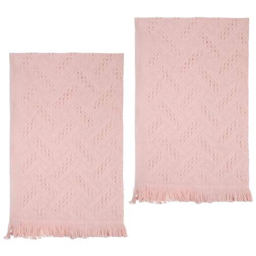 Yuomeaz 2 Pcs Pink Bathroom Hand Towels 29 X 13 Inch Soft Cotton Light Pink Decorative Towels Cute Boho Blush Pinks Face Towel for Bathroom Hotel Spa Decorative Cleaning Towel