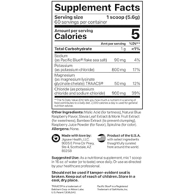 Jigsaw Health Potassium Cocktail | Formerly Pickleball Cocktail | Blue Raspberry Flavor | 60 Servings (Jar)