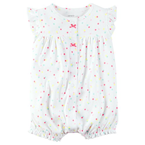 Carter's Baby Girls' Cotton 1-Piece Snap-Up Romper (3 Months, Multi/White)