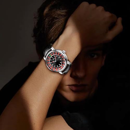 Image of LIGE Mens Roulette Wheel Watches Casino Themed Quartz Analog Watch 3ATM Waterproof Glowing Man Wrist Watches