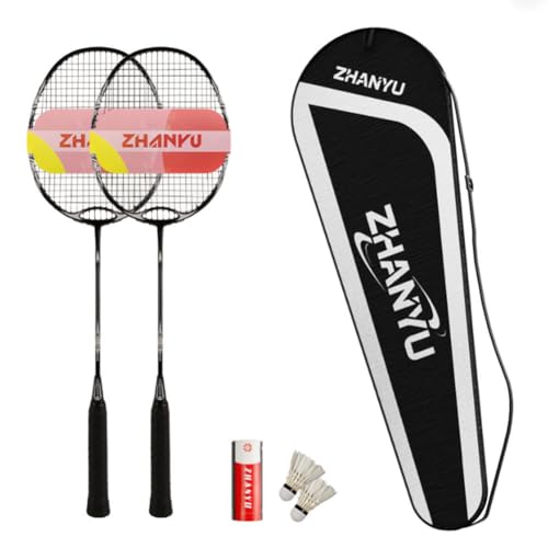 Badminton Racquet,All Carbon Ultra Lightweight Integrated Badminton Racket, Suitable for Leisure and Entertainment, Multi Racket Fitness, Including 2 Rackets, 2 Shuttlecocks, and 1 Ball Bag