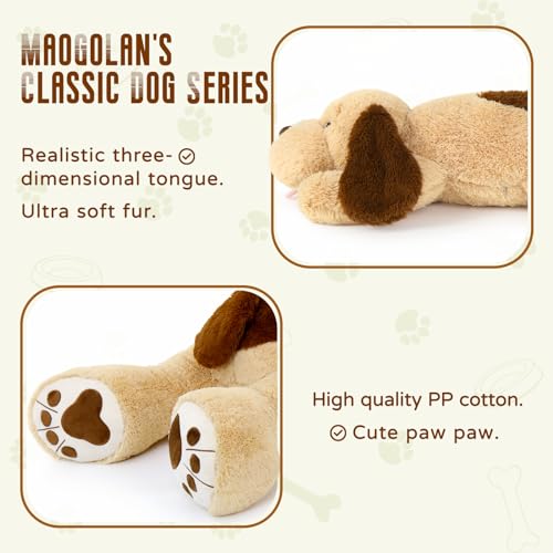 MorisMos 80cm lang Hund Kuscheltier groß XXL, weich Braun Hünde Plüschtier Stofftier, riesen Gefüllte Hund Plüschkissen für Babys Kinder/Plush Dog Stuffed Animal
