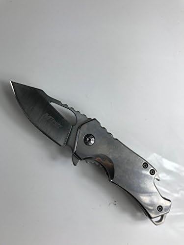 Small Colored MTech Style Pocket Knife Spring Asissted (Silver/Chrome)