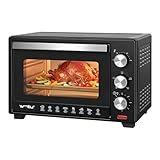WOLTU Mini Four 28 L, 1600 W, 100 230°C, Minuterie 0 60 min, 3 Modes de Cuisine, Plaque de Cuisson, Grille, Lèchefrite, pour Cuire Rôtir Décongeler Réchauffer, Noir